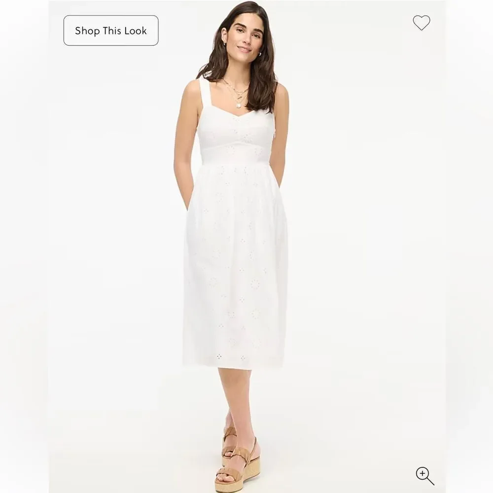 $148 J. Crew Factory Eyelet midi dress White NWT